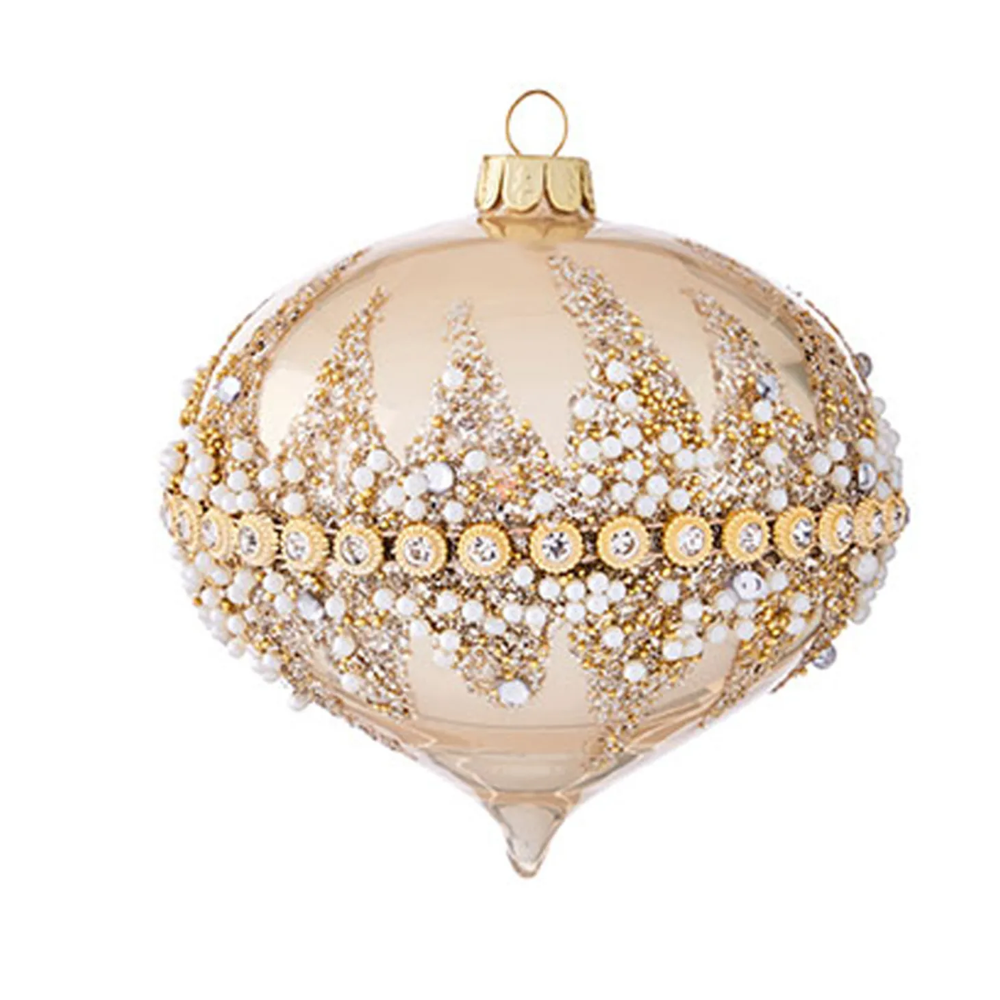 Raz 6" Gold Beaded Glass Christmas Ornament 4022874