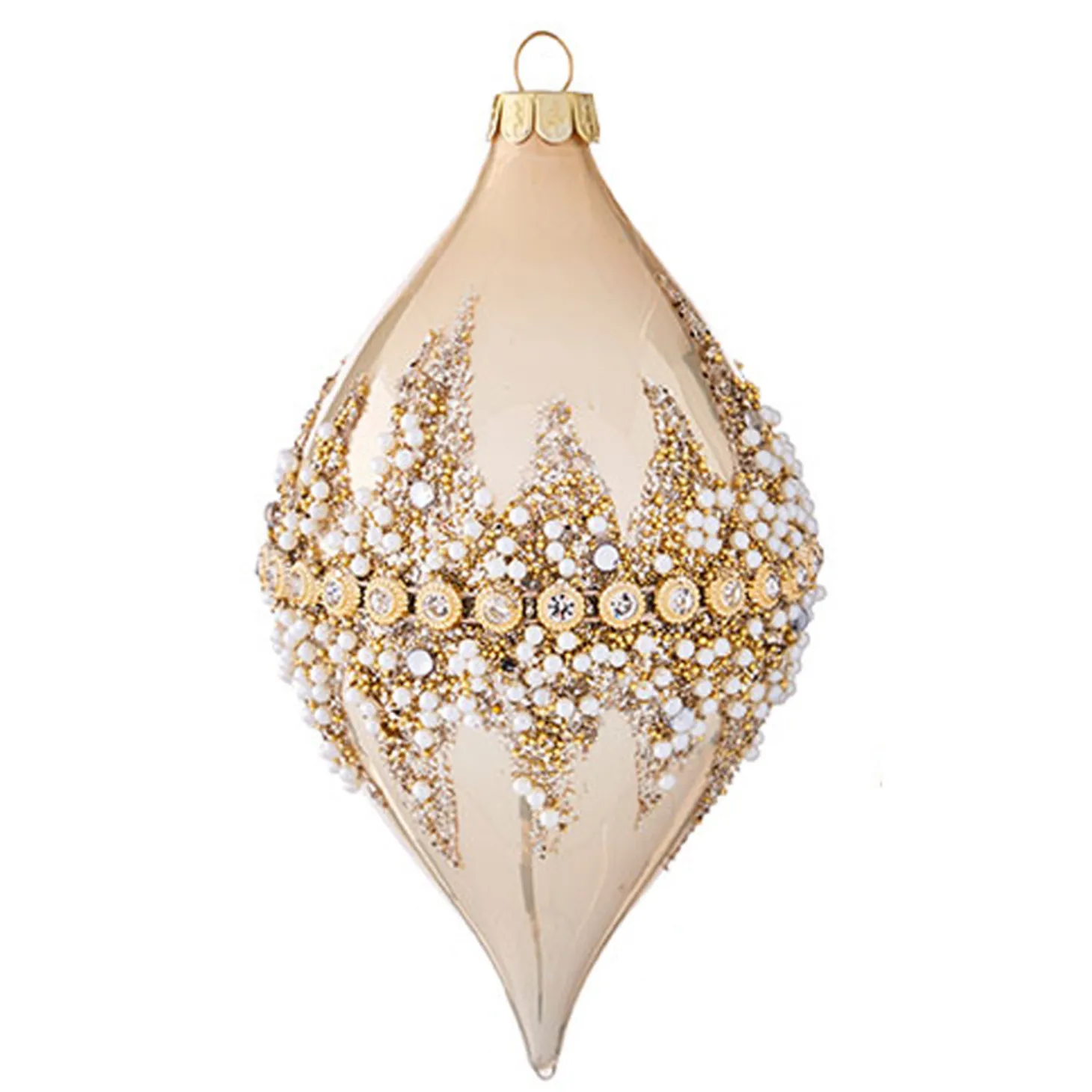 Raz 6" Gold Beaded Glass Christmas Ornament 4022874