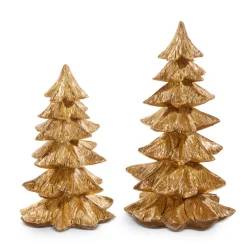 Raz 9" Gold Christmas Tree Figures Set Of 2 4411300