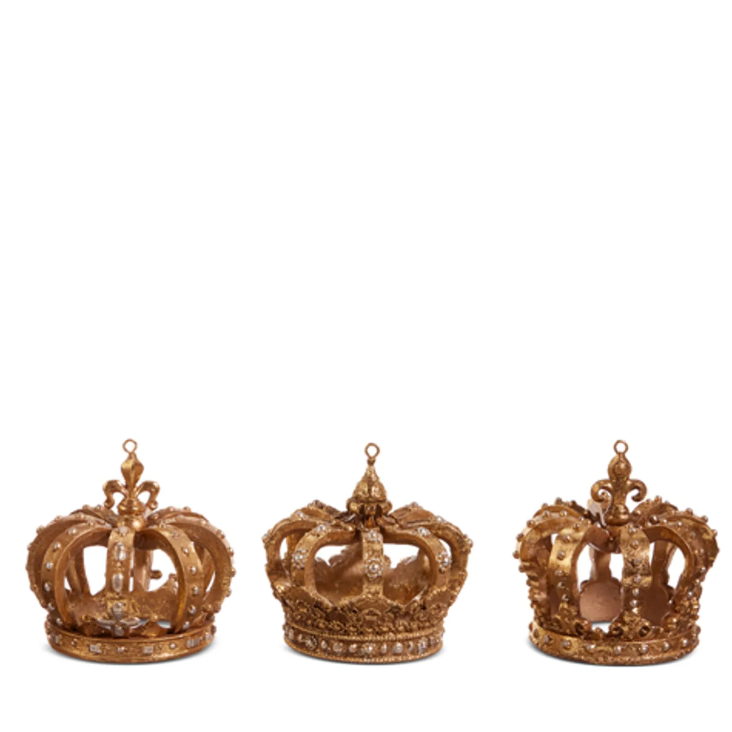 Raz 3.5" Gold Crown Christmas Ornaments Set Of 3 4412122