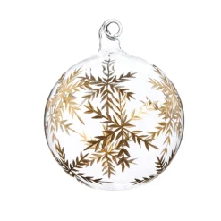 Raz 4" Gold Etched Snowflake Glass Ball Christmas Ornament 4424684