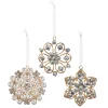 Raz 3.5" Gold Jeweled Vintage Brooch Christmas Ornament Set Of 3 4413513