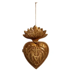 Raz 7.5" Gold Sacred Heart Metal Christmas Ornament 4401286
