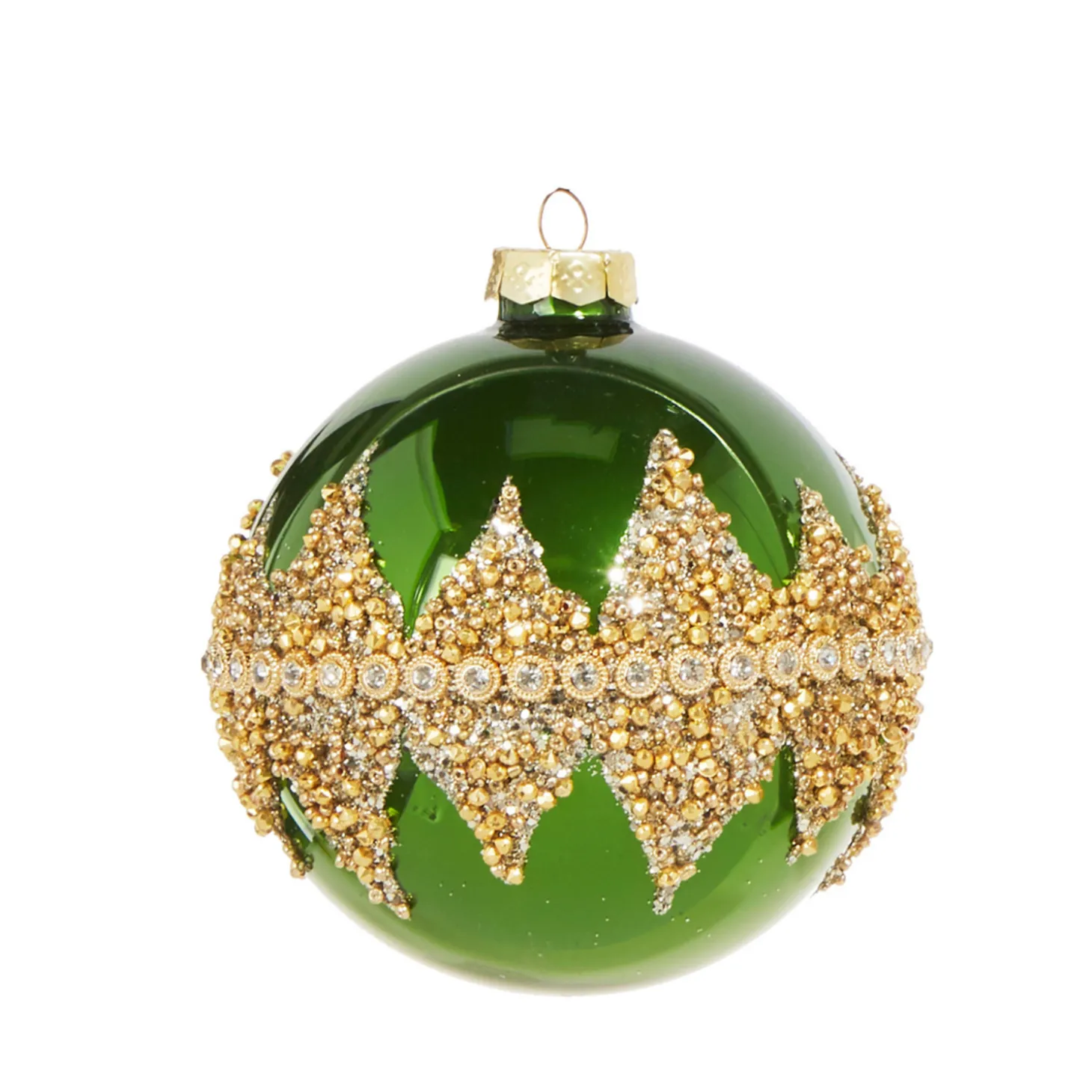 Raz 4" Green Beaded Glass Christmas Ornament 4322800