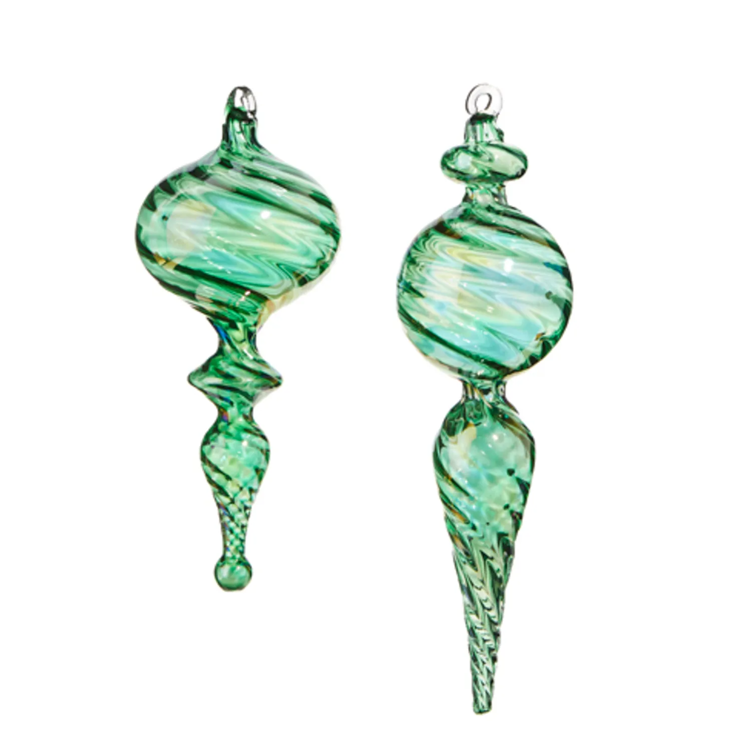 Raz 9" Green Blown Finial Glass Christmas Ornament 4324515
