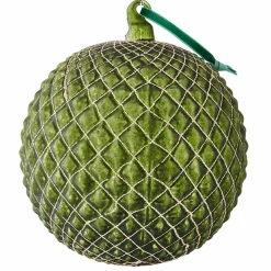 Raz 6" Green Quilted Ball Glass Christmas Ornament 4022885