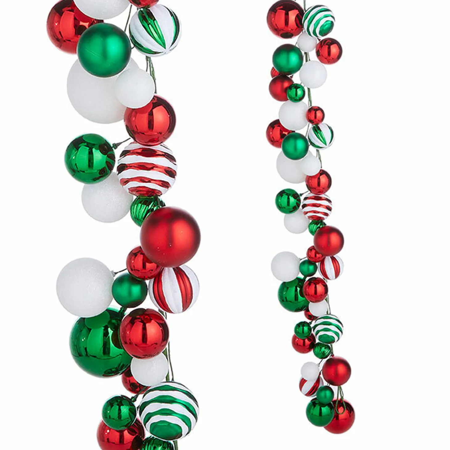Raz 4' Green, Red, And White Mixed Ball Christmas Garland G4032704