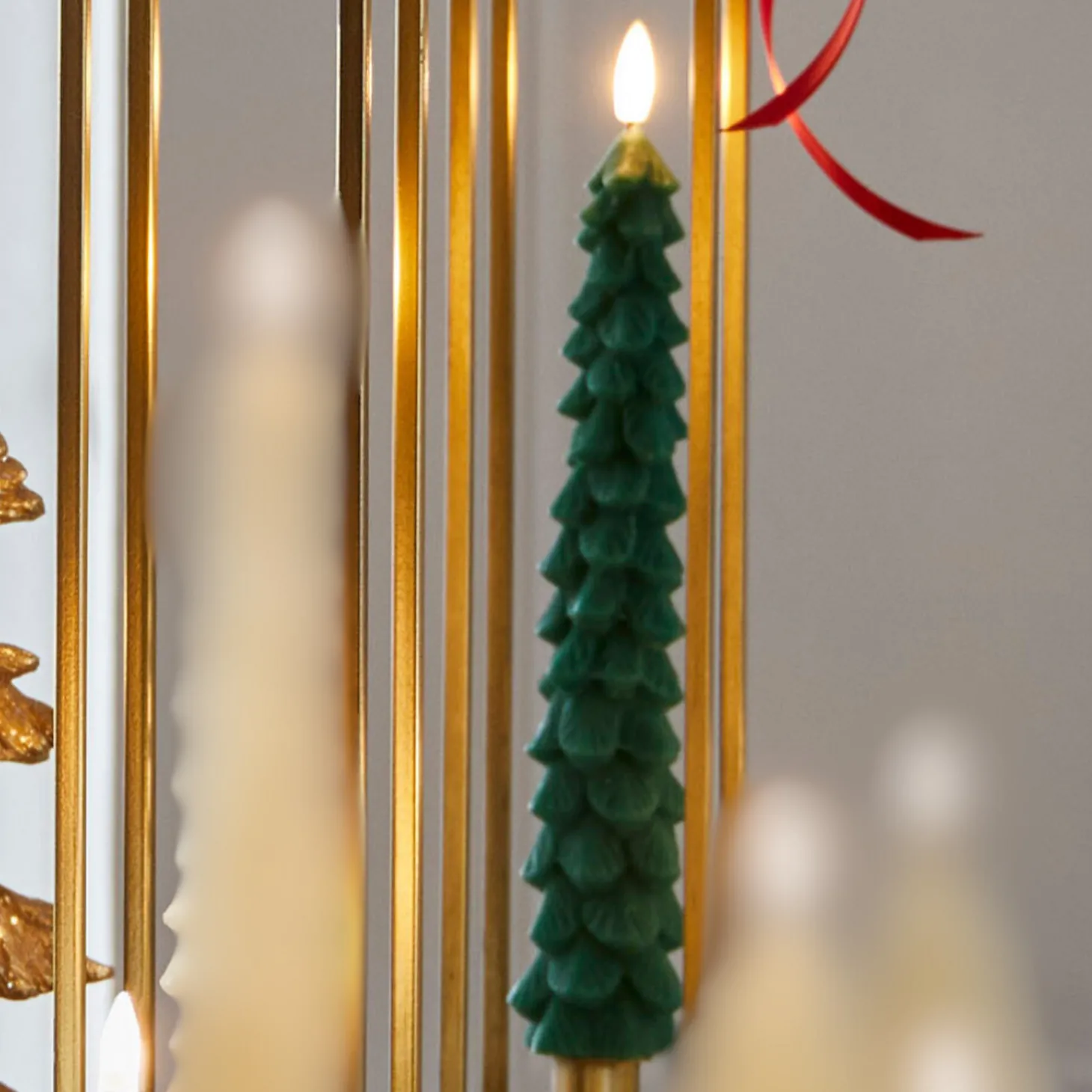 Raz 10.5" Green Tree Battery Operated Taper Candle With Lighted Flickering Wick Set Of 2 4432921