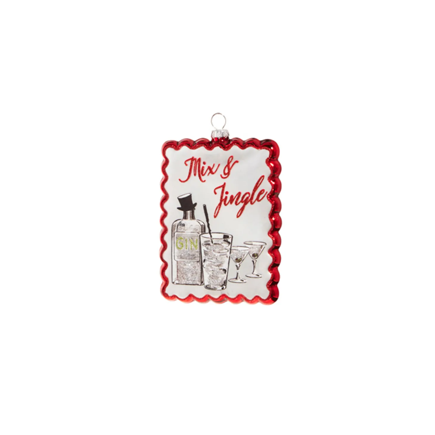Raz 5" Holiday Cocktails Scalloped Edge Glass Christmas Ornament 4324575