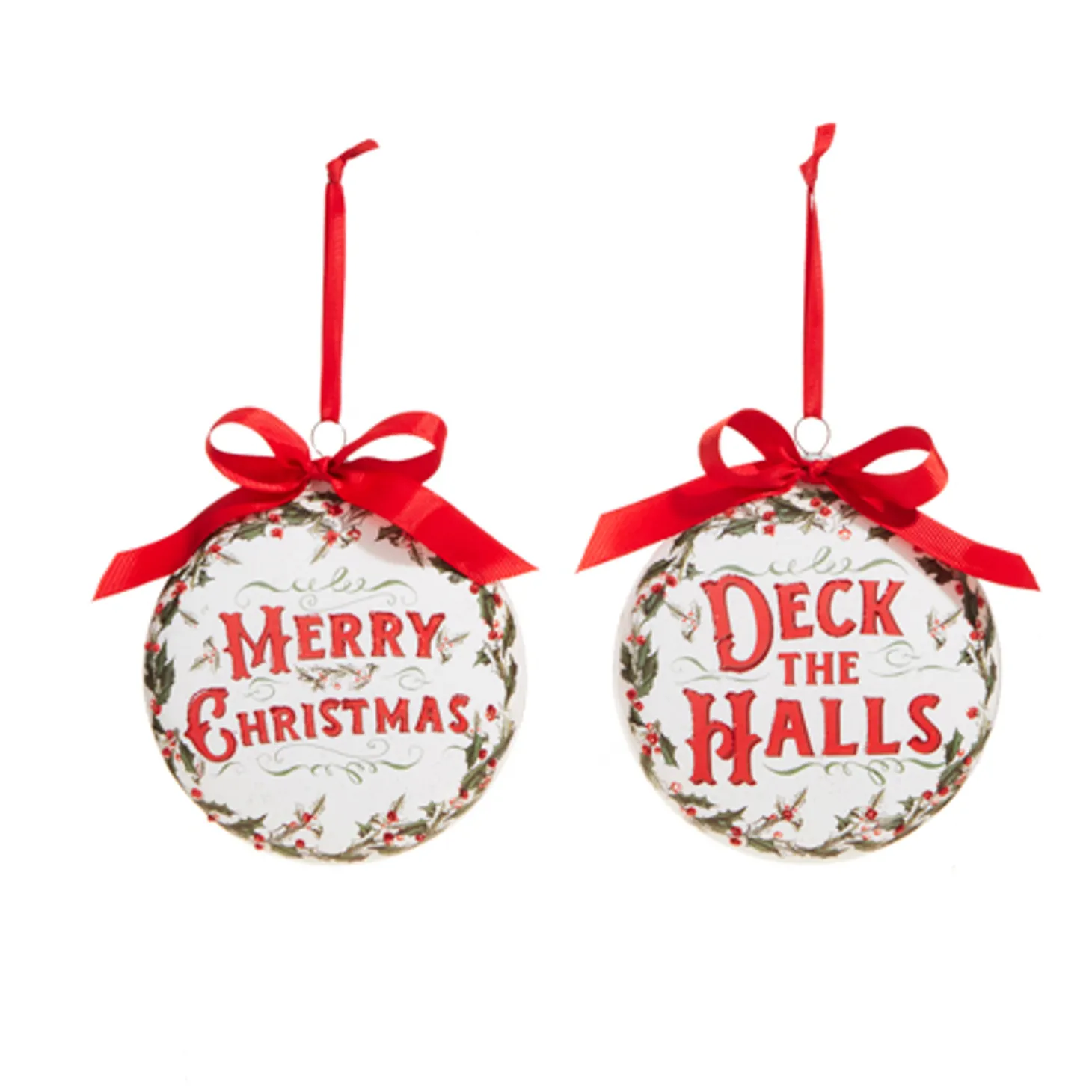 Raz 5" Holiday Greetings Disc Glass Christmas Ornament 4324605