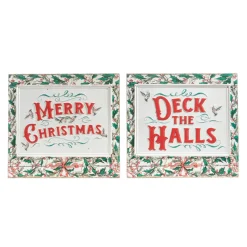 Raz 16.75" Holiday Greetings Embossed Wall Signs Set Of 2 4312381
