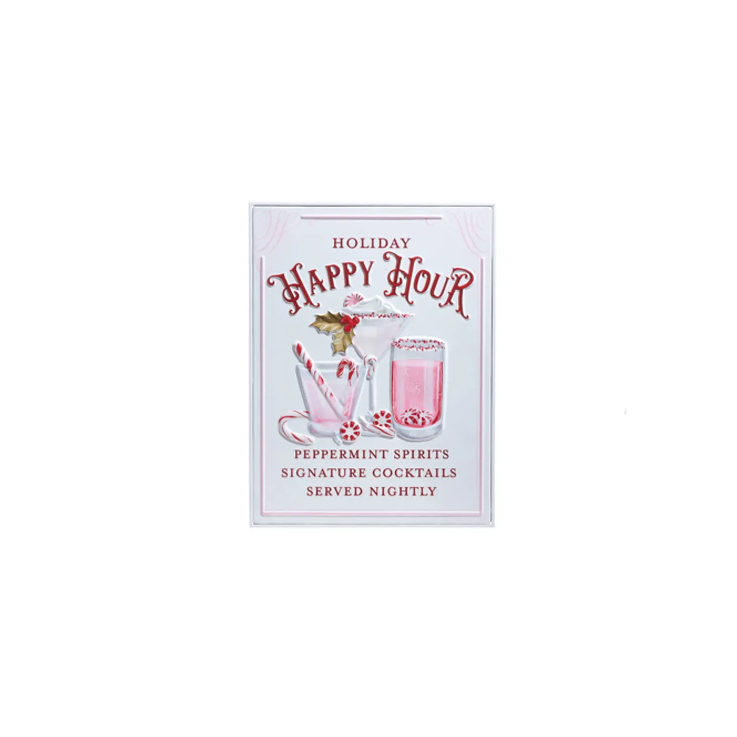 Raz 18" Holiday Refreshments Christmas Cocktails Or Hot Cocoa Metal Embossed Sign 4359013