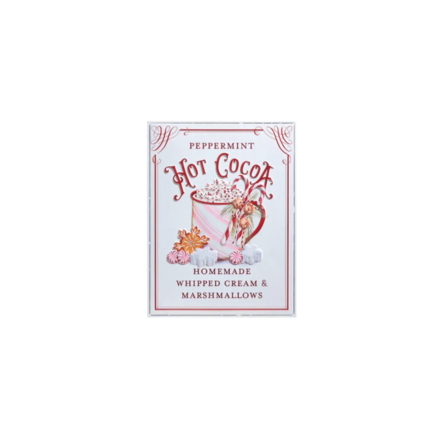 Raz 18" Holiday Refreshments Christmas Cocktails Or Hot Cocoa Metal Embossed Sign 4359013
