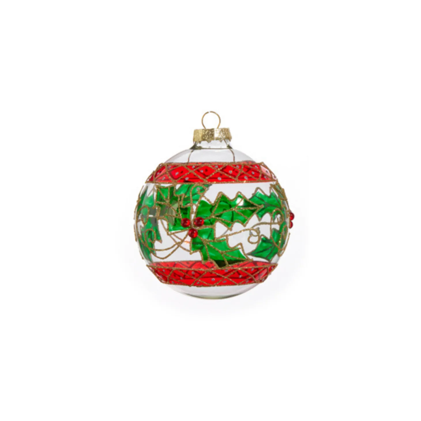 Raz 4" Holly Clear Glass Christmas Ornament 4412518