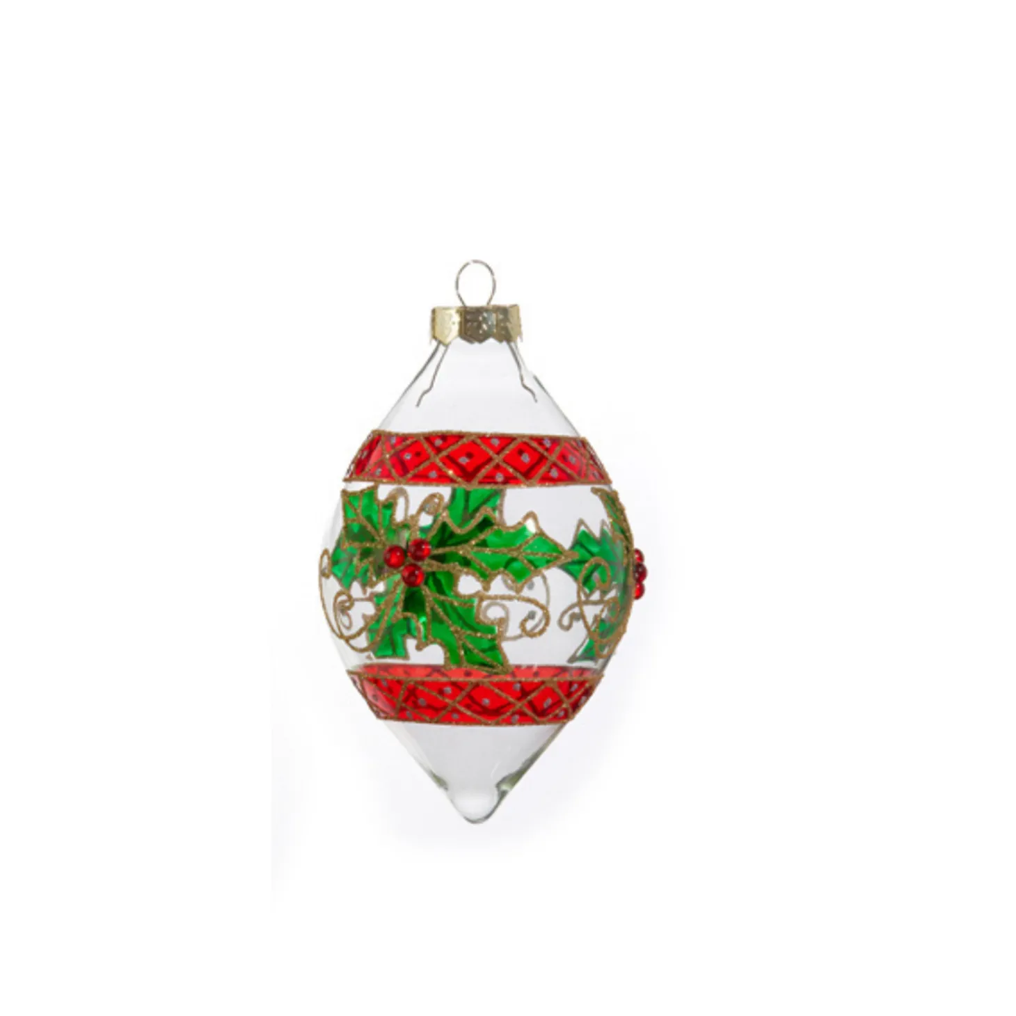 Raz 4" Holly Clear Glass Christmas Ornament 4412518