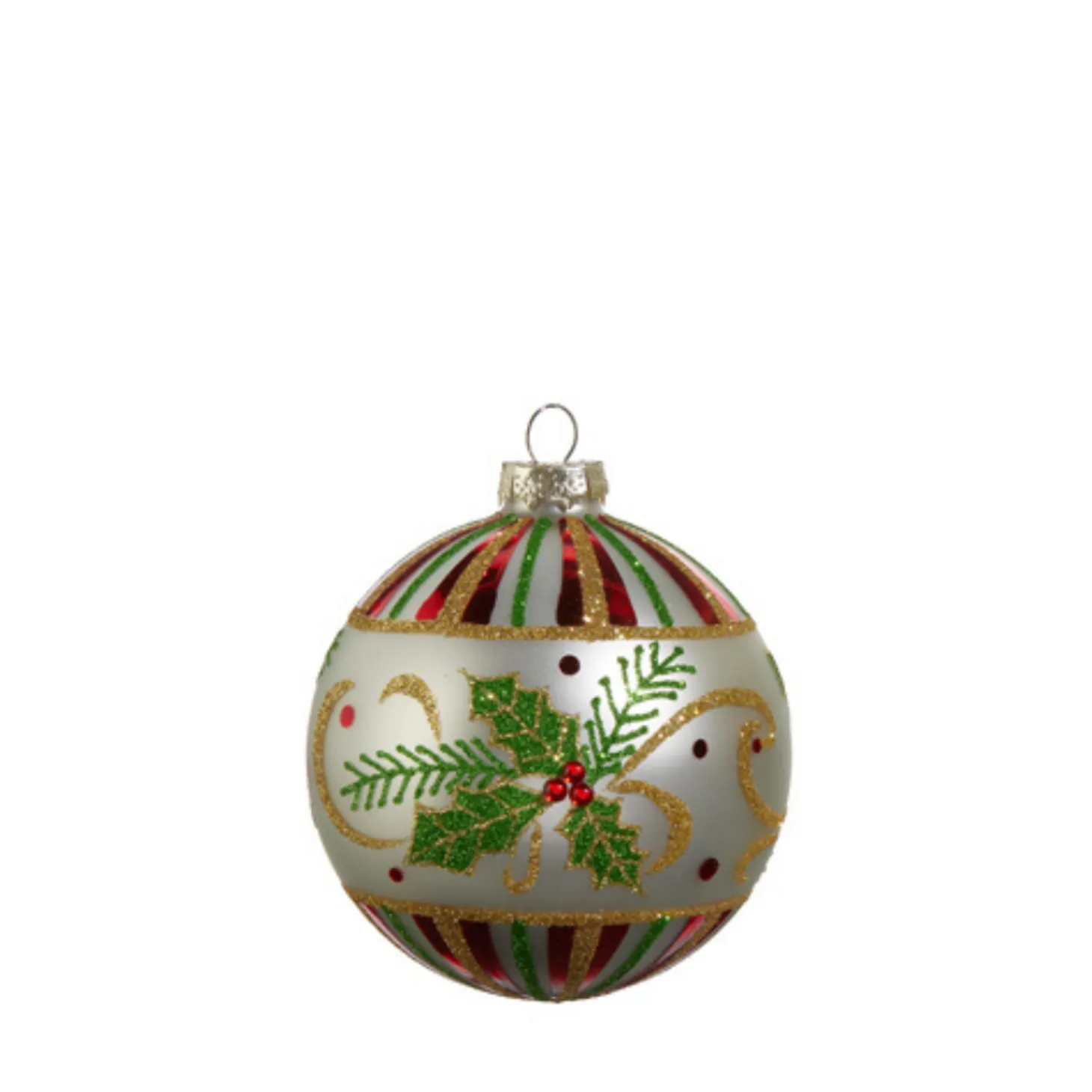 Raz 4" Holly Leaf Glass Christmas Ornament 4424547