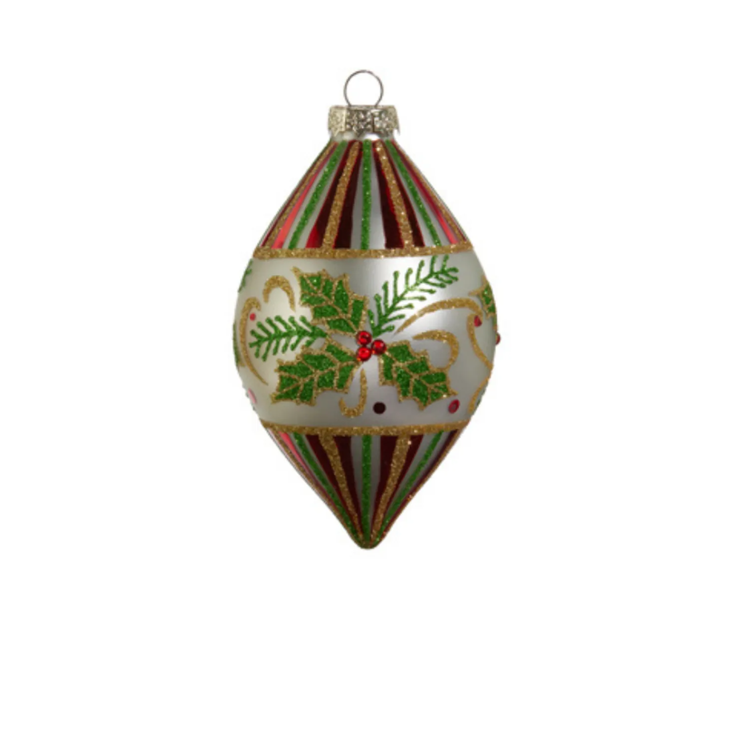 Raz 4" Holly Leaf Glass Christmas Ornament 4424547