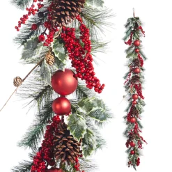 Raz 6' Iced Berry And Ornament Christmas Garland G4302481
