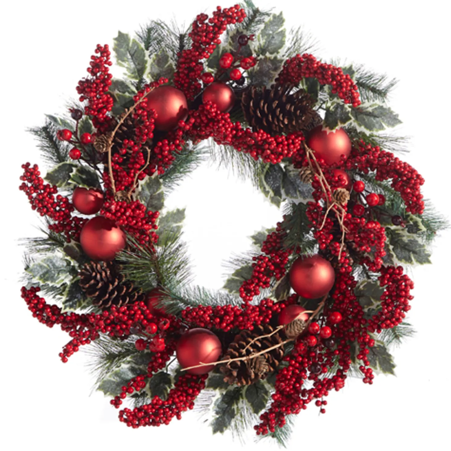 Raz 28" Iced Berry And Ornament Christmas Wreath W4302480
