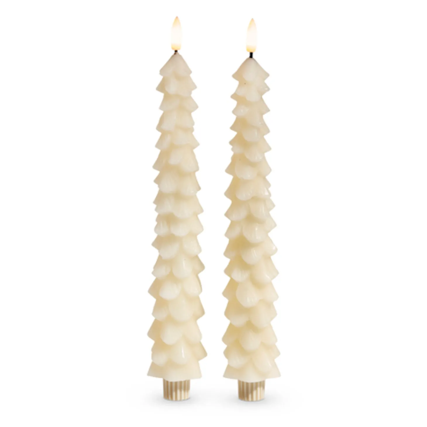 Raz 10.5" Ivory Tree Battery Operated Taper Candle With Lighted Flickering Wick Set Of 2 4432922