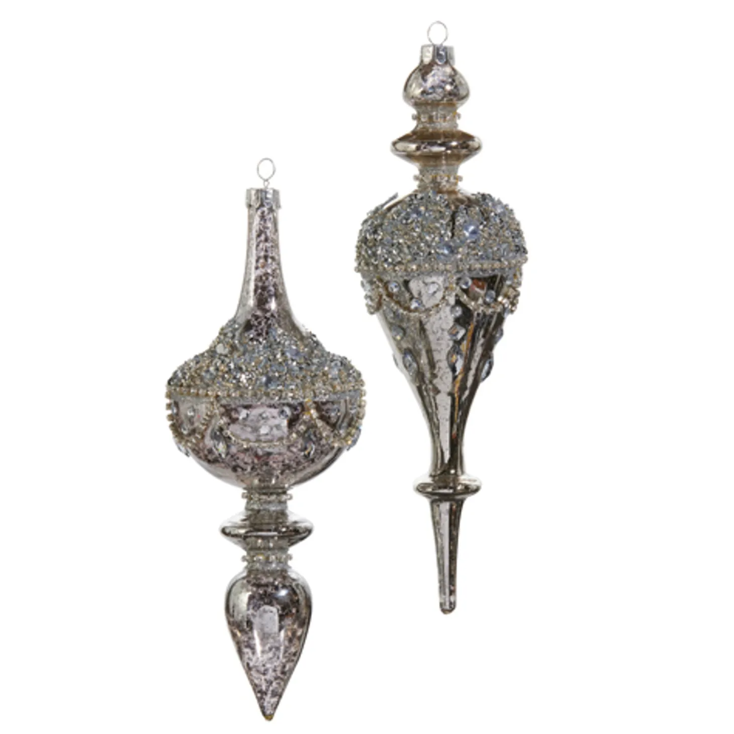 Raz 9.5" Jeweled Mercury Finial Glass Christmas Ornament 4422853