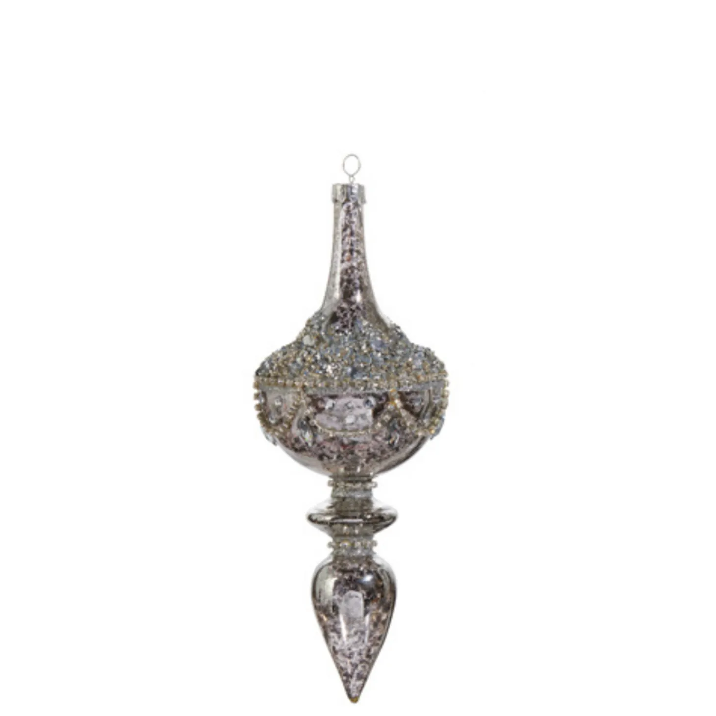 Raz 9.5" Jeweled Mercury Finial Glass Christmas Ornament 4422853
