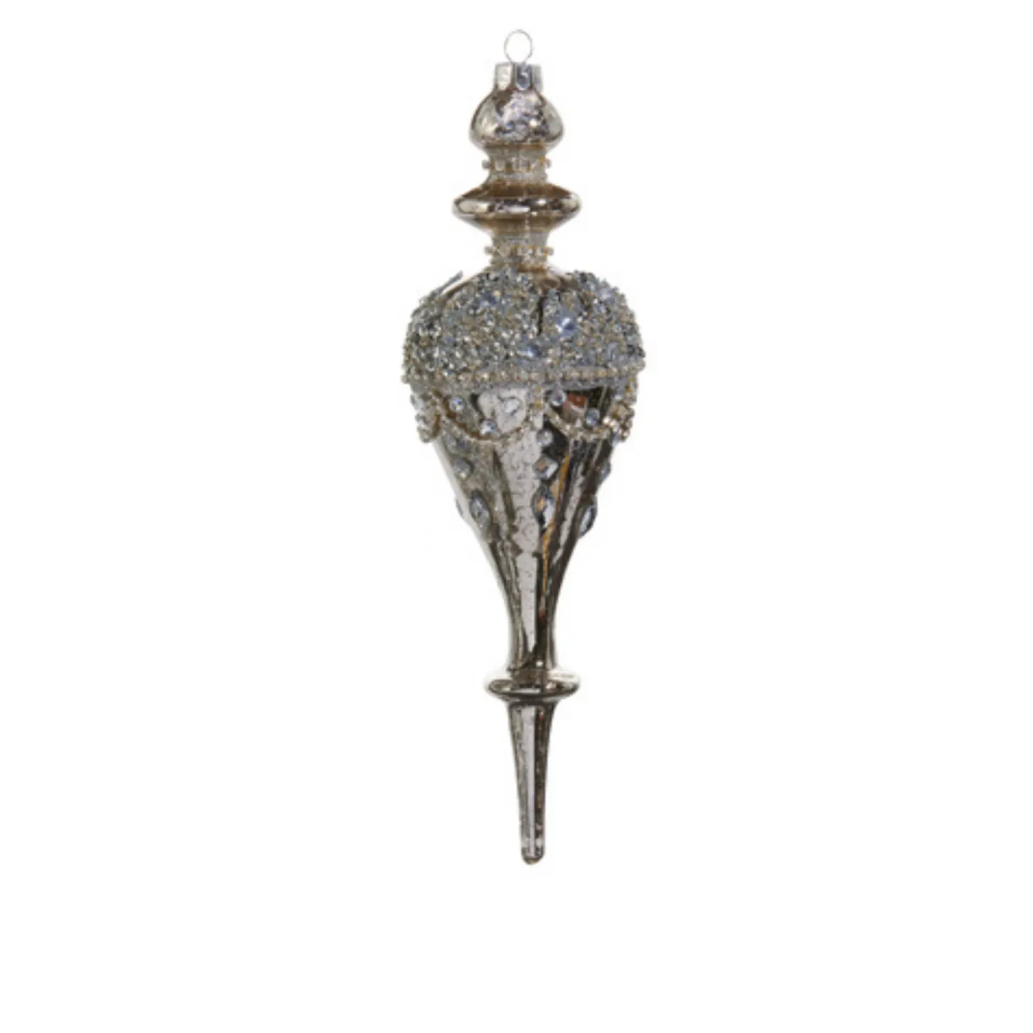 Raz 9.5" Jeweled Mercury Finial Glass Christmas Ornament 4422853