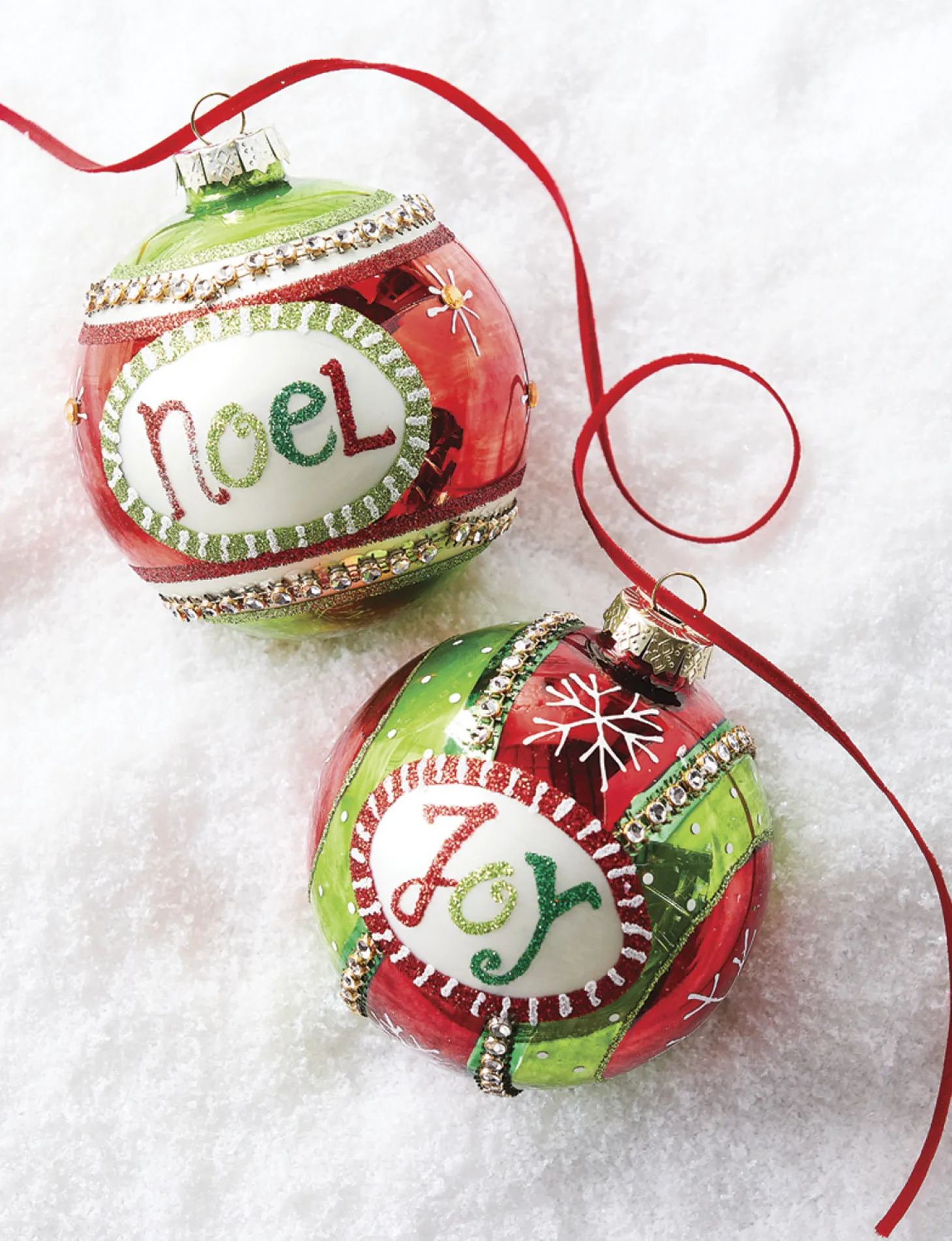 Raz 4" Joy Or Noel Glass Ball Christmas Ornament 4112513
