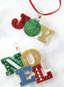 Raz 4" Joy Or Noel Glass Christmas Ornament 4152904