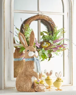 Raz 21" Large Bunny With Basket Of Chicks Easter Figure 4253321
