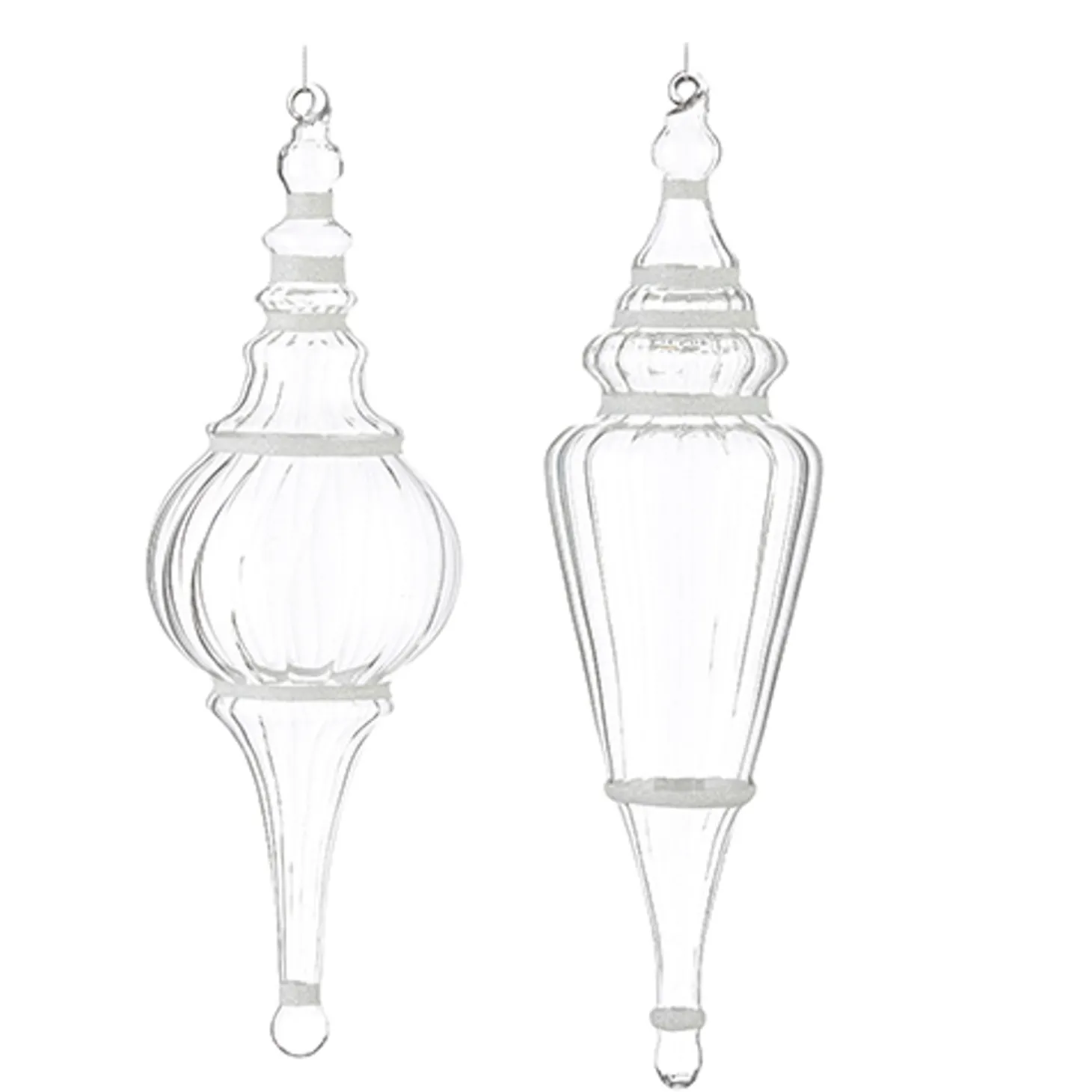 Raz 15.5" Large Clear Finial With Glitter Glass Christmas Ornament 4224530