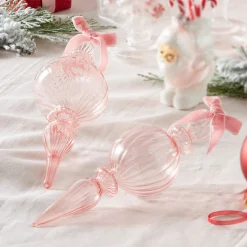 Raz 11" Large Clear Pink Blown Glass Finial Christmas Ornament 4322852