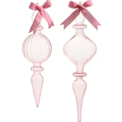 Raz 11" Large Clear Pink Blown Glass Finial Christmas Ornament 4322852