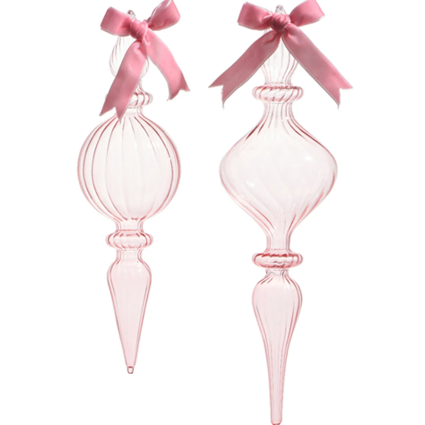 Raz 11" Large Clear Pink Blown Glass Finial Christmas Ornament 4322852
