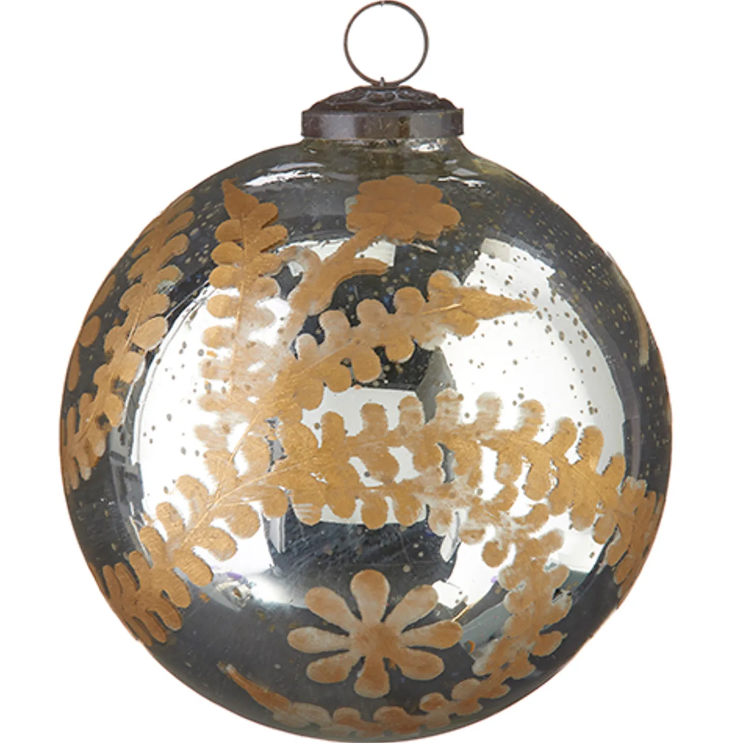 Raz 5" Large Etched Mercury Glass Ball Christmas Ornament 4200708