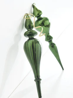Raz 11.75" Large Green Finial Glass Christmas Ornament 4222831
