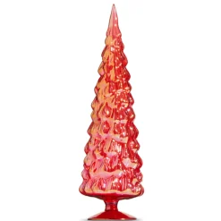 Raz 18" Large Iridescent Red Or Green Glass Tree Christmas Decoration