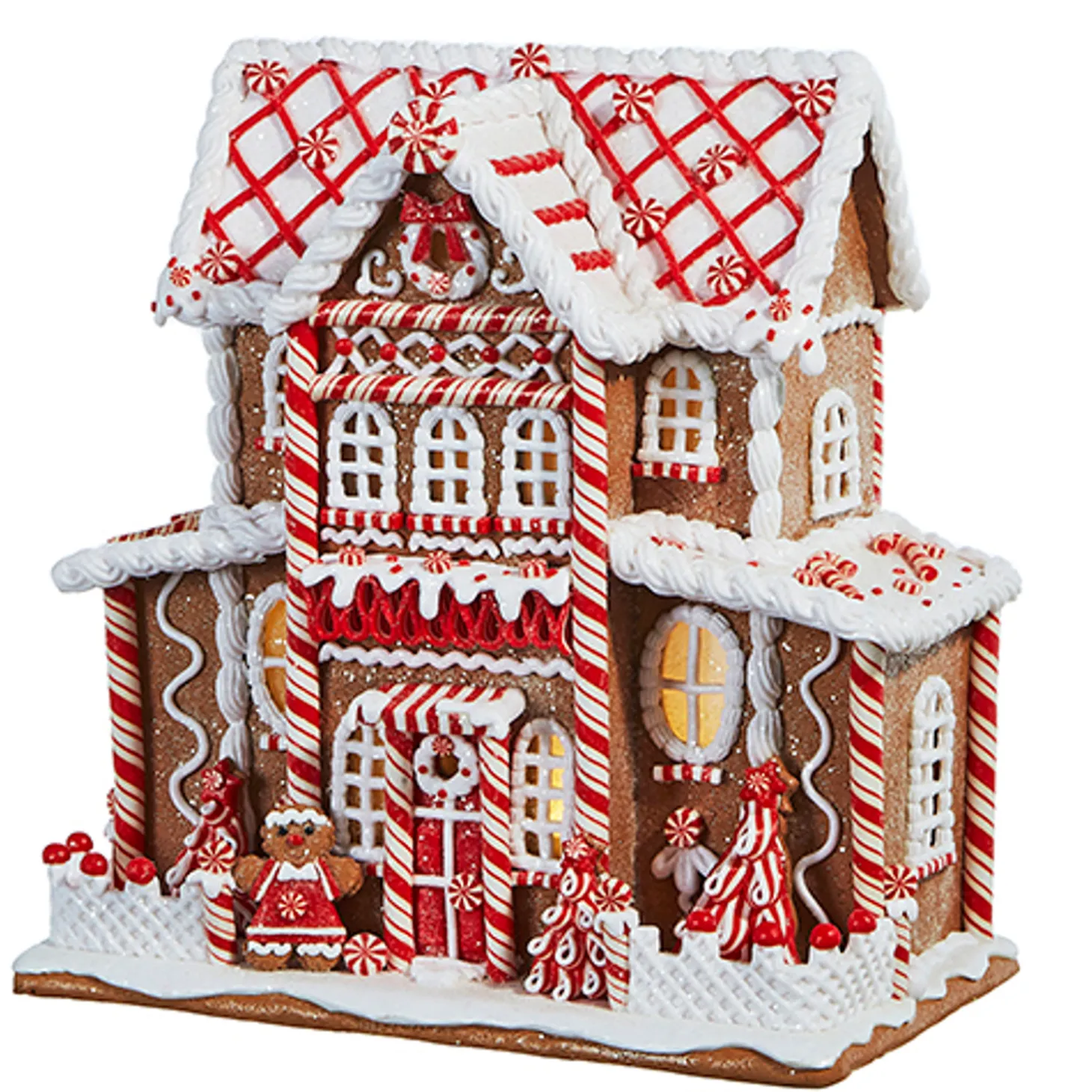 Raz 13" Large Lighted Peppermint Gingerbread Christmas House 4316276