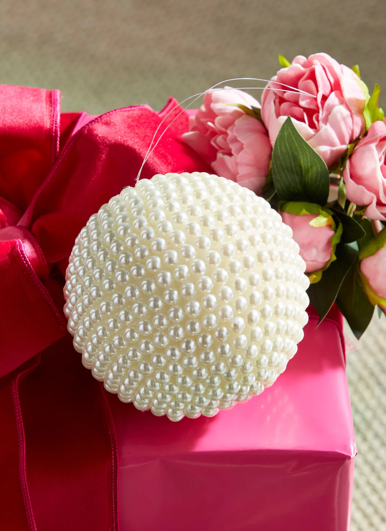 Raz 5" Large Pearl Ball Christmas Ornament 4302379