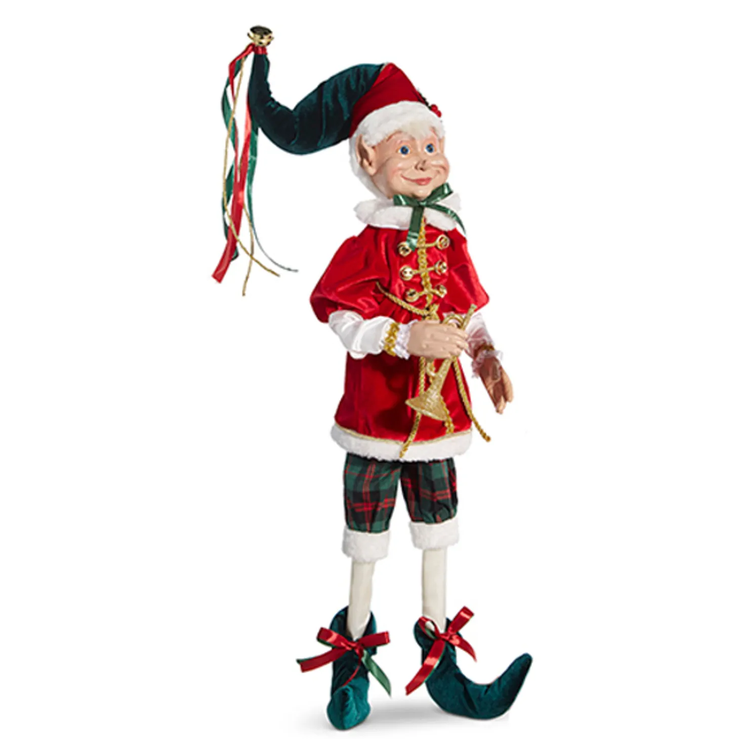Raz 30" Large Plaid Posable Christmas Elf Figure 4302356
