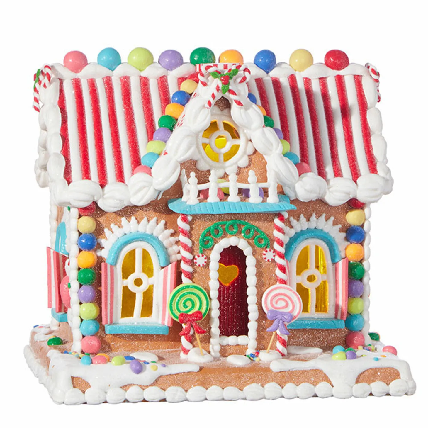 Raz 11" LED Lighted Rainbow Candy Christmas Gingerbread House 4019083