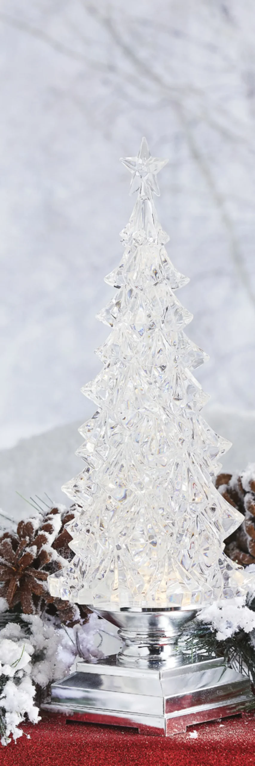Raz 12.5" LED Lighted Tree With Swirling Glitter Water Globe Christmas Decoration 4119048