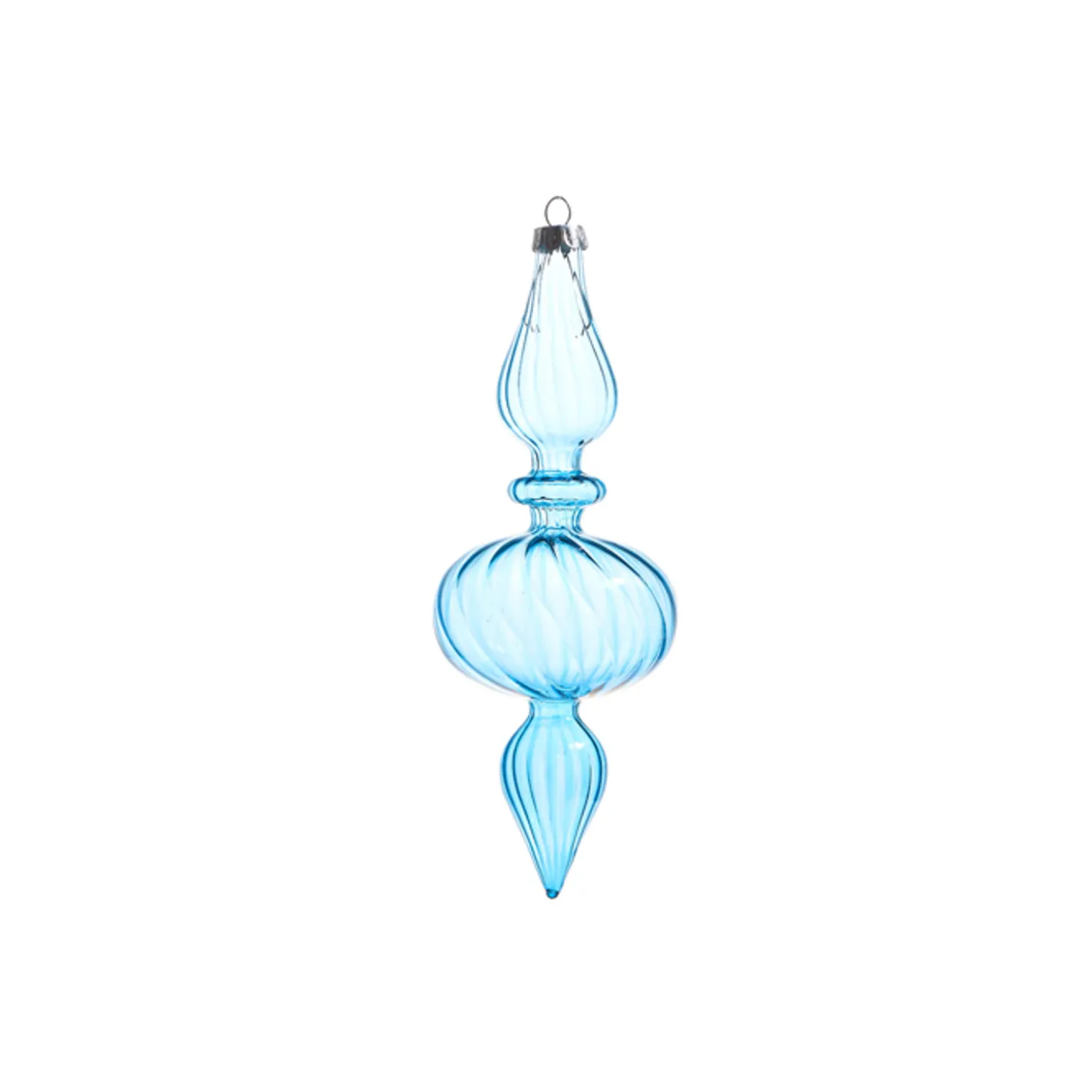 Raz 9.5" Light Blue Blown Glass Finial Christmas Ornament 4322925
