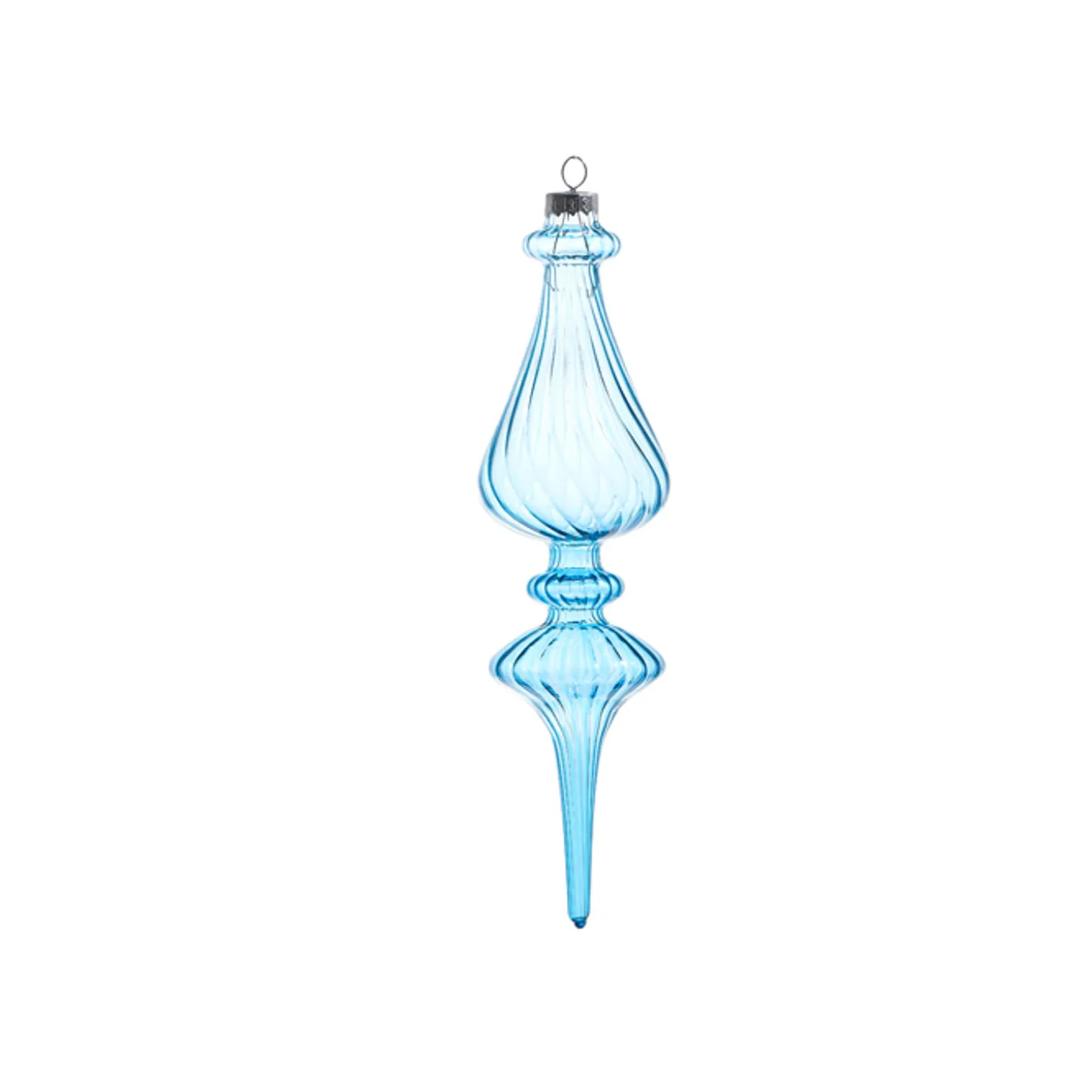 Raz 9.5" Light Blue Blown Glass Finial Christmas Ornament 4322925