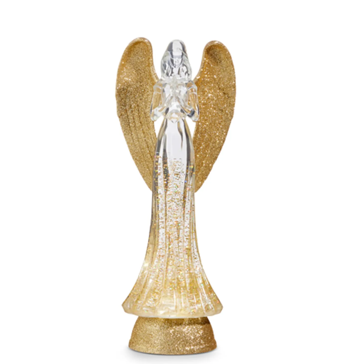 Raz 13.25" Lighted Christmas Angel With Gold Swirling Glitter Water Globe 4419287