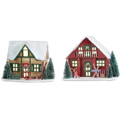 Raz 10.25" Lighted Paper Ski Lodge Christmas Decor 4319181