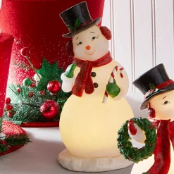 Raz 10" Lighted Retro Snowman Christmas Figure 4412155