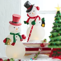 Raz 12" Lighted Vintage Snowman Christmas Decoration 4311578