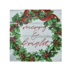 Raz 20" Merry And Bright Wooden Wall Art Christmas Sign 4116219