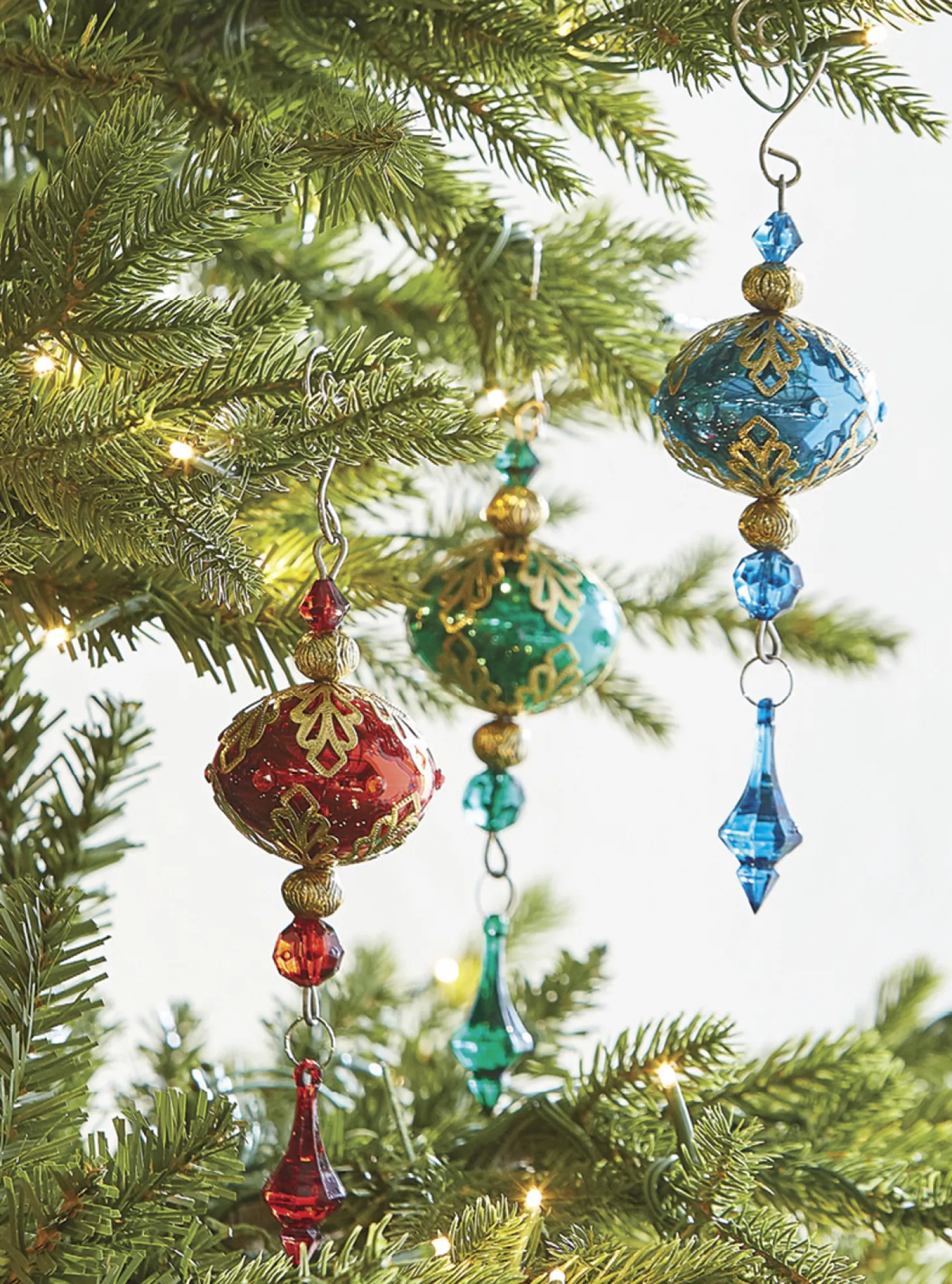 Raz 8" Metal Filigree With Drop Glass Christmas Ornament 4122811